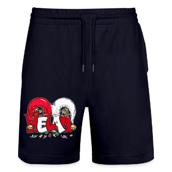 Karneval Kostüm Helau Karnevalszeit Kostüm - Stanley/Stella Unisex Bio Joggingshorts Trainer  - Dark navy - Vorne - Nik (191cm) & Marisol (170cm)