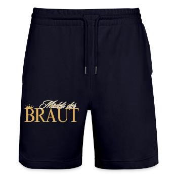 Braut Mädels! Personalisierbar - Stanley/Stella Unisex Bio Joggingshorts Trainer  - Dark navy - Vorne - Nik (191cm) & Marisol (170cm)