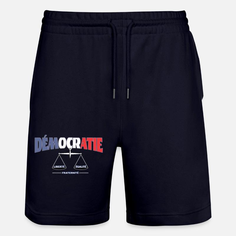 France : Liberté, Égalité, Fraternité - Short de jogging bio TRAINER Stanley/Stella unisexe - marine foncé