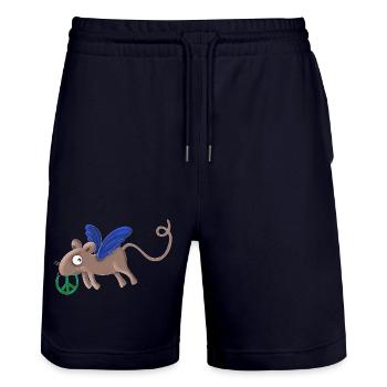 Friedensmaus Susi fliegt für den Frieden - Stanley/Stella Unisex Bio Joggingshorts Trainer  - Dark navy - Vorne - Nik (191cm) & Marisol (170cm)