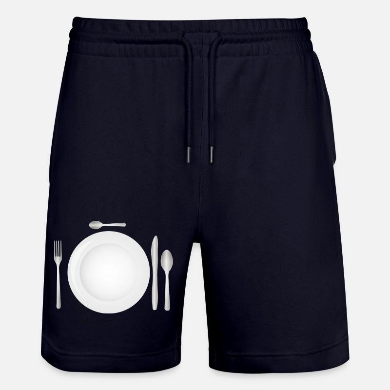 Tischgedeck mit leerem Teller & Besteck - Stanley/Stella Unisex Bio Joggingshorts Trainer  - Dark navy
