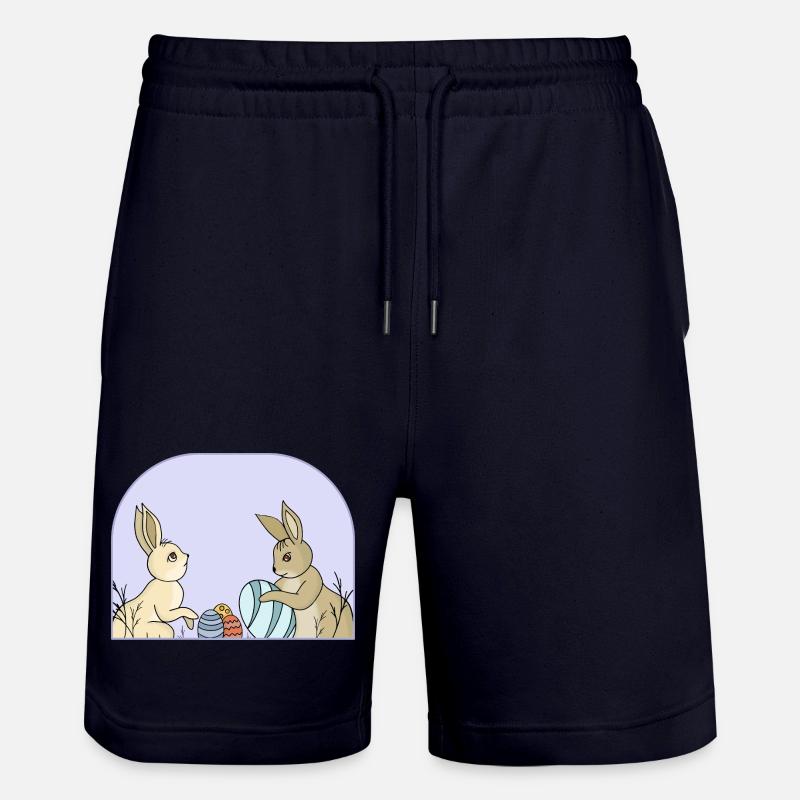 Lapins mignons avec des œufs - Short de jogging bio TRAINER Stanley/Stella unisexe - marine foncé