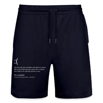 Brain Crash Tshirt - Stanley/Stella Trainer Unisex Organic Jogging Shorts - dark navy - Front - Nik (191cm) & Marisol (170cm)
