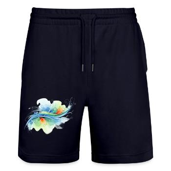 Fließende Formen: Abstraktes Aquarell-Design - Stanley/Stella Unisex Bio Joggingshorts Trainer  - Dark navy - Vorne - Nik (191cm) & Marisol (170cm)
