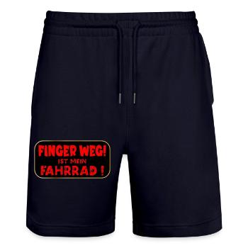 FAHRRAD FINGER WEG AUFKLEBER - Stanley/Stella Unisex Bio Joggingshorts Trainer  - Dark navy - Vorne - Nik (191cm) & Marisol (170cm)