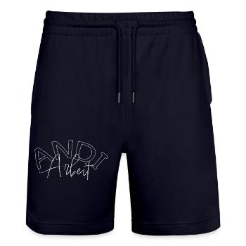 Andi Arbeit - Spruch Andreas, Andy, Andrea, Andre - Stanley/Stella Unisex Bio Joggingshorts Trainer  - Dark navy - Vorne - Nik (191cm) & Marisol (170cm)