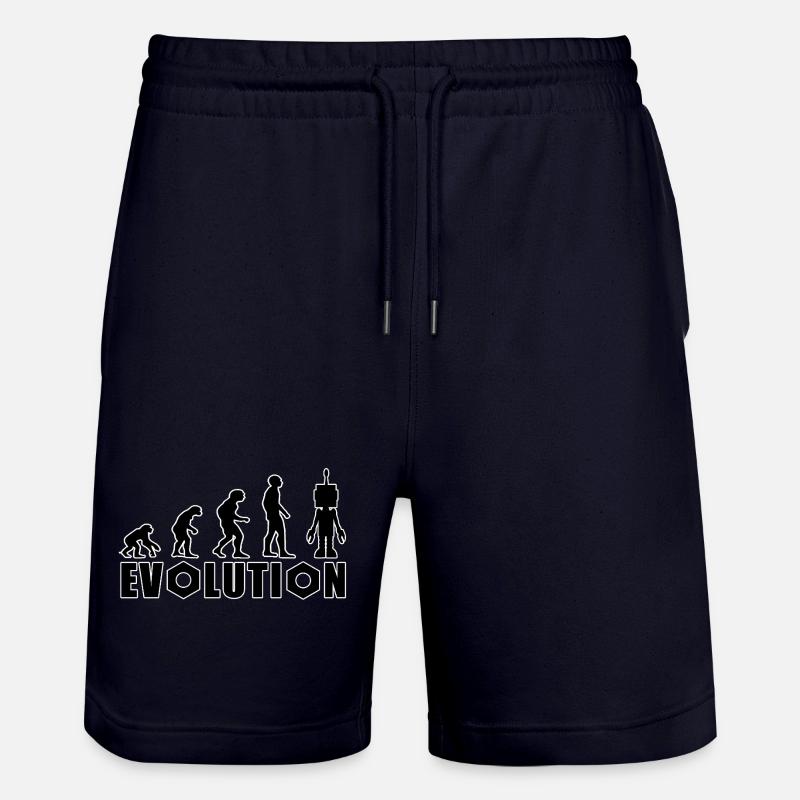 Evolution from human to android - Stanley/Stella Trainer Unisex Organic Jogging Shorts - dark navy