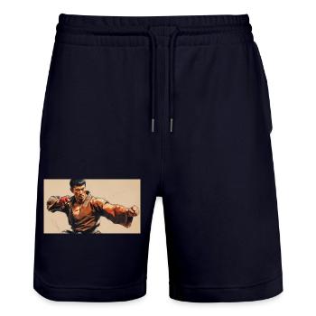 Kunst Martial Artist Asiatischer Stil - Stanley/Stella Unisex Bio Joggingshorts Trainer  - Dark navy - Vorne - Nik (191cm) & Marisol (170cm)