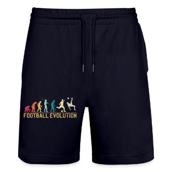 Design der Fußball-Evolution - Stanley/Stella Unisex Bio Joggingshorts Trainer  - Dark navy - Vorne - Nik (191cm) & Marisol (170cm)
