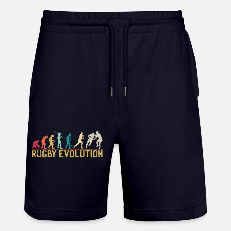 Rugby Evolution Silhouette Design - Stanley/Stella Unisex Bio Joggingshorts Trainer  - Dark navy