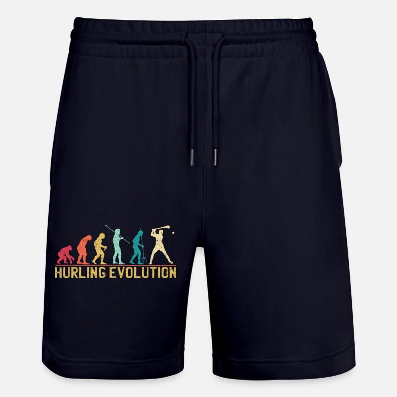 Hurling Evolution Silhouette Design - Stanley/Stella Trainer Unisex Organic Jogging Shorts - dark navy