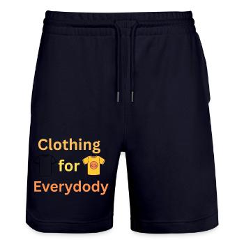 Joyful Sunshine Smile T-Shirt-Design - Stanley/Stella Unisex Bio Joggingshorts Trainer  - Dark navy - Vorne - Nik (191cm) & Marisol (170cm)