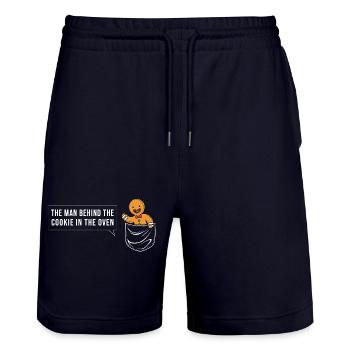 Werdender Papa werdende Väter - Stanley/Stella Unisex Bio Joggingshorts Trainer  - Dark navy - Vorne - Nik (191cm) & Marisol (170cm)