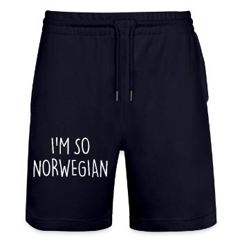 I'm so Norwegian Norway Norwegen - Stanley/Stella Unisex Bio Joggingshorts Trainer  - Dark navy - Vorne - Nik (191cm) & Marisol (170cm)