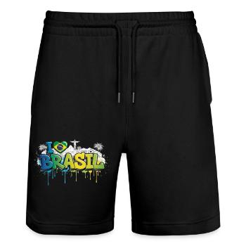 Brésil Amour drapeau Graffiti Tee Design - Short de jogging bio TRAINER Stanley/Stella unisexe - noir - Devant - Nik (191cm) & Marisol (170cm)