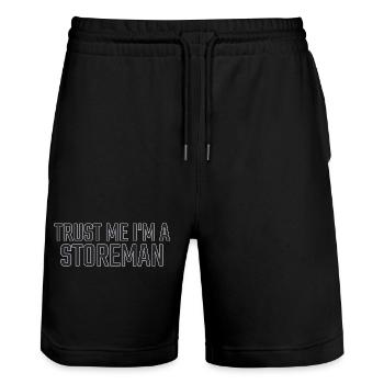 Storeman Trust Me - Stanley/Stella Trainer Unisex Organic Jogging Shorts - black - Front - Nik (191cm) & Marisol (170cm)