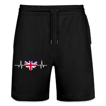 Union Jack Battement de cœur - Short de jogging bio TRAINER Stanley/Stella unisexe - noir - Devant - Nik (191cm) & Marisol (170cm)