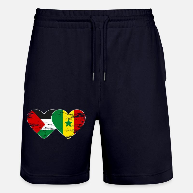 Palestine Sénégal drapeau coeur utilisé - Short de jogging bio TRAINER Stanley/Stella unisexe - marine foncé