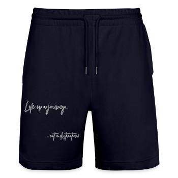 Life Journey Not Destination – Motivational Design - Stanley/Stella Trainer Unisex Organic Jogging Shorts - dark navy - Front - Nik (191cm) & Marisol (170cm)