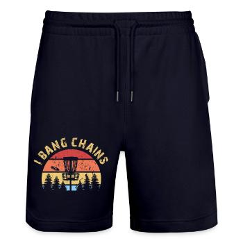 Disc Golf Discgolf I Bang Chains Lustiger Spruch - Stanley/Stella Unisex Bio Joggingshorts Trainer  - Dark navy - Vorne - Nik (191cm) & Marisol (170cm)