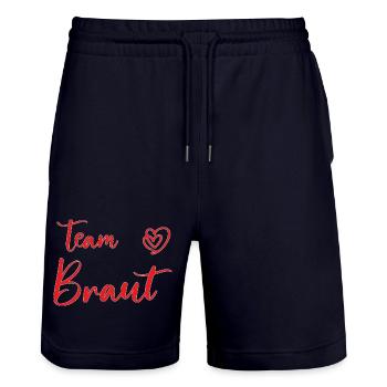 Romantisches Braut Herz Design für Hochzeit & JGA - Stanley/Stella Unisex Bio Joggingshorts Trainer  - Dark navy - Vorne - Nik (191cm) & Marisol (170cm)
