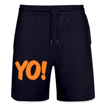 Yo drôle rétro argot expression humour phrase - Short de jogging bio TRAINER Stanley/Stella unisexe - marine foncé - Devant - Nik (191cm) & Marisol (170cm)