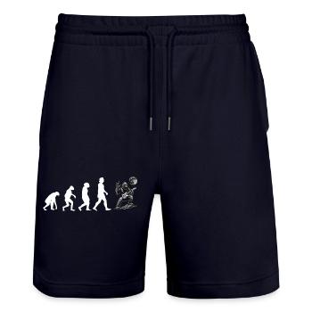 Bigfoot Sasquatch Hide And Seek Sayings - Stanley/Stella Trainer Unisex Organic Jogging Shorts - dark navy - Front - Nik (191cm) & Marisol (170cm)