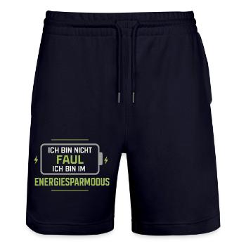 I'm not lazy, I'm in power saving mode - Stanley/Stella Trainer Unisex Organic Jogging Shorts - dark navy - Front - Nik (191cm) & Marisol (170cm)