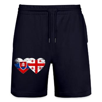 Cœur du drapeau de la Slovaquie Géorgie utilisé - Short de jogging bio TRAINER Stanley/Stella unisexe - marine foncé - Devant - Nik (191cm) & Marisol (170cm)