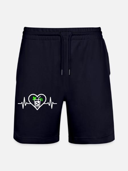 Mojito Heart Aperitif Cocktail - Stanley/Stella Trainer Unisex Organic Jogging Shorts - dark navy