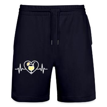 Piña Colada Herz Tropischer Cocktail - Stanley/Stella Unisex Bio Joggingshorts Trainer  - Dark navy - Vorne - Nik (191cm) & Marisol (170cm)