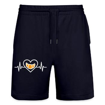 Croissant Coeur Gourmet Breakfast - Stanley/Stella Trainer Unisex Organic Jogging Shorts - dark navy - Front - Nik (191cm) & Marisol (170cm)
