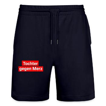 Fille contre Merz Cityscape Féministe - Short de jogging bio TRAINER Stanley/Stella unisexe - marine foncé - Devant - Nik (191cm) & Marisol (170cm)