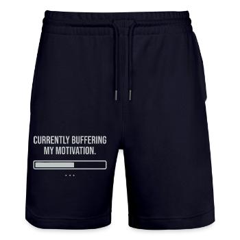 Currently buffering my motivation  - Stanley/Stella Unisex Bio Joggingshorts Trainer  - Dark navy - Vorne - Nik (191cm) & Marisol (170cm)