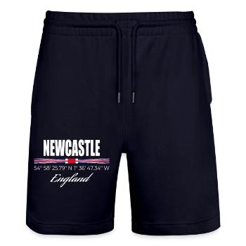 Newcastle - Stanley/Stella Trainer Unisex Organic Jogging Shorts - dark navy - Front - Nik (191cm) & Marisol (170cm)