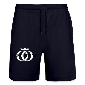 Je suis Divin. Oppoline Collection - Short de jogging bio TRAINER Stanley/Stella unisexe - marine foncé - Devant - Nik (191cm) & Marisol (170cm)