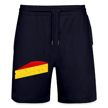 Cheese wedge with red rind - Stanley/Stella Trainer Unisex Organic Jogging Shorts - dark navy - Front - Nik (191cm) & Marisol (170cm)