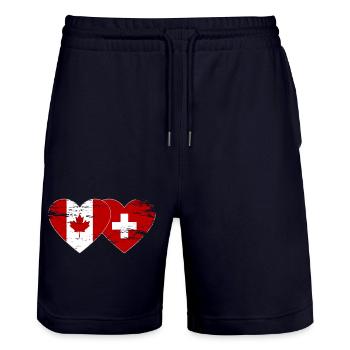 Cœur du drapeau Canada Suisse utilisé - Short de jogging bio TRAINER Stanley/Stella unisexe - marine foncé - Devant - Nik (191cm) & Marisol (170cm)