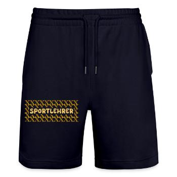 Job Sports Teacher - Stanley/Stella Trainer Unisex Organic Jogging Shorts - dark navy - Front - Nik (191cm) & Marisol (170cm)