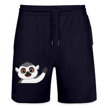 Winkender Lemur Freund - Stanley/Stella Unisex Bio Joggingshorts Trainer  - Dark navy - Vorne - Nik (191cm) & Marisol (170cm)
