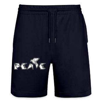 Peace - Stanley/Stella Trainer Unisex Organic Jogging Shorts - dark navy - Front - Nik (191cm) & Marisol (170cm)