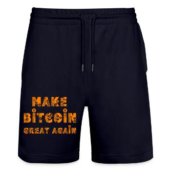 Make Bitcoin Great Again  - Stanley/Stella Unisex Bio Joggingshorts Trainer  - Dark navy - Vorne - Nik (191cm) & Marisol (170cm)
