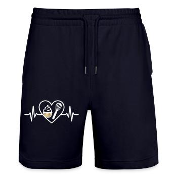 Pâtisserie Cœur Fouet Chantilly Dessert Gourmet - Short de jogging bio TRAINER Stanley/Stella unisexe - marine foncé - Devant - Nik (191cm) & Marisol (170cm)