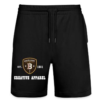 CREATIVE APPAREL Vintage 1981 - Short de jogging bio TRAINER Stanley/Stella unisexe - noir - Devant - Nik (191cm) & Marisol (170cm)