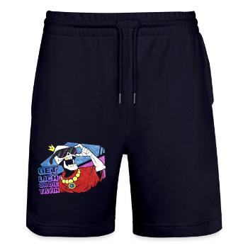 Get Lich V1 - Stanley/Stella Trainer Unisex Organic Jogging Shorts - dark navy - Front - Nik (191cm) & Marisol (170cm)