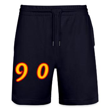 90. 90 JAHRE. 90-JÄHRIGES JUBILÄUM. 90-JÄHRIGES JUBILÄUM. - Stanley/Stella Unisex Bio Joggingshorts Trainer  - Dark navy - Vorne - Nik (191cm) & Marisol (170cm)