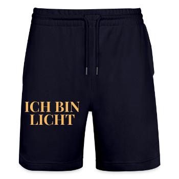 Ich bin Licht Affirmation für innere Stärke - Stanley/Stella Unisex Bio Joggingshorts Trainer  - Dark navy - Vorne - Nik (191cm) & Marisol (170cm)