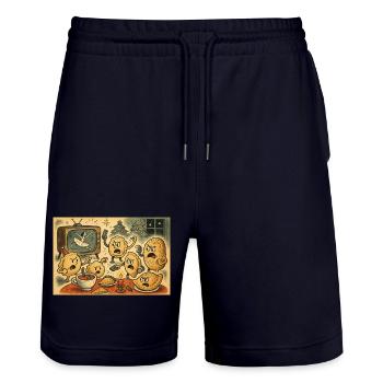 Rebellion on TV evening - Stanley/Stella Trainer Unisex Organic Jogging Shorts - dark navy - Front - Nik (191cm) & Marisol (170cm)