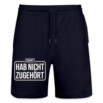 Sorry Hab Nicht Zugehört Abgelenkt Anti Social - Stanley/Stella Unisex Bio Joggingshorts Trainer  - Dark navy - Vorne - Nik (191cm) & Marisol (170cm)