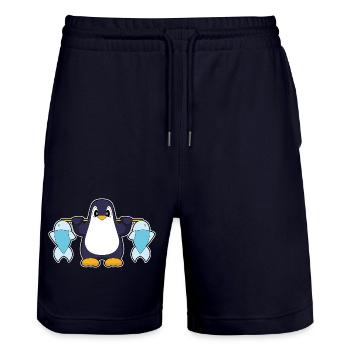 Pêche au poisson-pêcheur manchot - Short de jogging bio TRAINER Stanley/Stella unisexe - marine foncé - Devant - Nik (191cm) & Marisol (170cm)